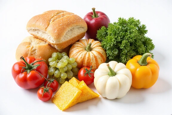 Alimenti senza glutine e lattosio disposti per un piano alimentare speciale