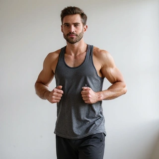 Uomo in abbigliamento sportivo, dall'aspetto energico e sano